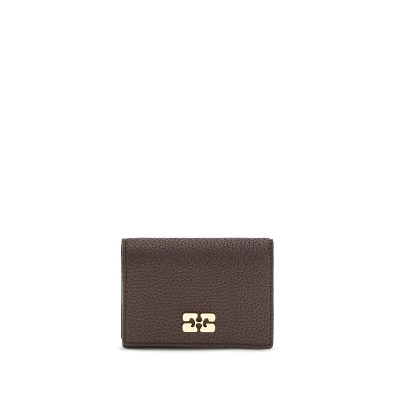 Ganni Women Flap Card Holder In Grained Leather